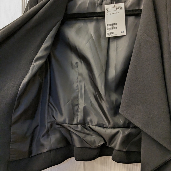 NWT 2/XS H&M Black asymmetrical lined blazer jacket - Picture 7 of 7